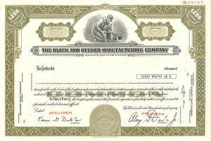 Black and Decker Manufacturing Co. - Specimen Stock Certificate
